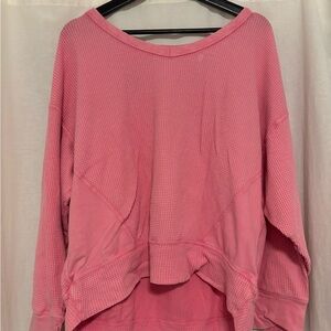 Aerie Wow! Waffle Henley T-Shirt - Size M - Pink